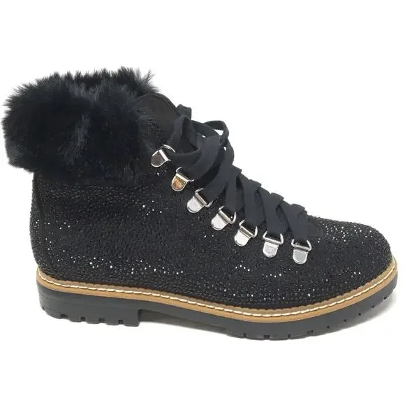 INC Int’l Concepts Macys Pravale Black Bling Hiker Ankle Booties Women's Sz 6.5 - Picture 6 of 7